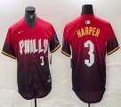 Nike Philadelphia Phillies #3 Bryce Harper red majestic baseball jersey city version 03