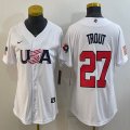 Youth 2023 World Cup #27 Trout white USA majestic baseball jerseys 07