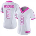 Nike Vikings #8 Sam Bradford women white pink Color Rush Limited Jersey