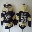 Pittsburgh Penguins #58 Kris Letang black beige Hockey Hooded Sweatshirt