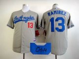 Los Angeles Dodgers Authentic 13# Hanley Ramirez gray mlb Signature Jerseys