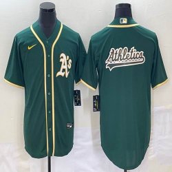 Nike Oakland Athletics blank green majestic baseball jersey big logo 05