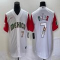 2023 World Cup Mexico #7 Julio Urias white red majestic baseball jerseys 21