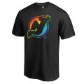 Men's New Jersey Devils Fanatics Branded Black Rainbow Pride Logo T-Shirt