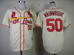 St.Louis Cardinals 50 Adam Wainwright Cream MLB Jerseys