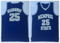 Mampis State #25 Penny Hardaway blue college basketball jerseys-LC