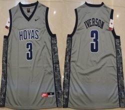 Georgetown Hoyas #3 Allen Iverson gray Blue Basketball Stitched NCAA Jersey