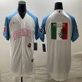 2023 World Cup Mexico blank white skyblue majestic baseball jerseys 03