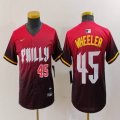 Youth Nike Philadelphia Phillies #45 Zack Wheeler red majestic baseball jersey city version 01