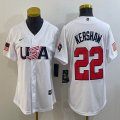 Youth 2023 World Cup #22 Clayton Kershaw white USA majestic baseball jerseys 02