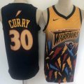 Nike Golden State Warriors #30 Stephen Curry black yellow nba jerseys -LD