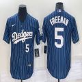 Los Angeles Dodgers #5 Freddie Freeman blue throwback majestic baseball Jerseys-BD 02