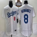 Nike Los Angeles Dodgers #8 Enrique Hernandez white Flexbase Authentic Collection Jersey