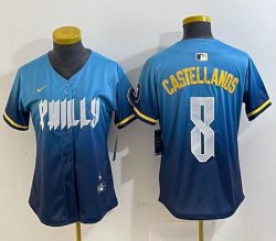 Youth Nike Philadelphia Phillies #8 Castellanos skyblue majestaic baseball jersey city version-BD