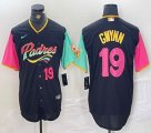 Nike San Diego Padres #19 Tony Gwynn black pink green baseball jerseys-BD 01