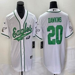 Nike Eagles #20 Brian Dawkins white baseball jerseys Joint name-BD 04