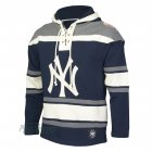 Custom New York Yankees gray blue baseball Hooded Sweatshirt