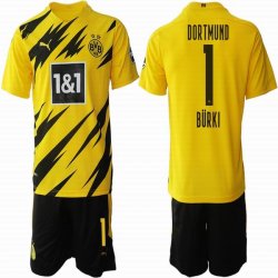 2020-2021 Dortmund club #1 BURKI black yellow soccer jersey home