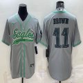 Nike Philadelphia Eagles #11 Carson A.J. Brown gray baseball jerseys Joint name-BD