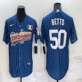 Nike Los Angeles Dodgers #50 Mookie Betts blue throwback majestic baseball Jersey-BD 06