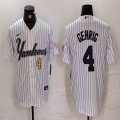 Nike New York Yankees #4 Lou Gehrig white MLB baseball Jersey Joint name -BD 01