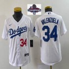 Youth 2024 World Series Champions patch Nike Los Angeles Dodgers#34 Fernando Valenzuela white majestic baseball jerseys-BD