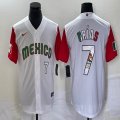 2023 World Cup Mexico #7 Julio Urias white red majestic baseball jerseys 17