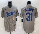 New Los Angeles Dodgers #31 Tyler Glasnow gray majestic baseball jerseys 09