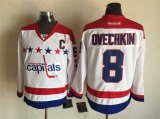 Washington Capitals 8 Alex Ovechkin white CCM ice hockey jersey