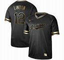 Nike Cleveland Indians #12 Francisco Lindor black gold baseball jersey