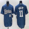 Nike New York Yankees #11 Volpe blue majestic baseball Jerseys Joint name 02