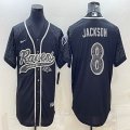 Nike Baltimore Ravens #8 Lamar Jackson black baseball jerseys Joint name Reflective