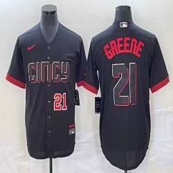 Nike Cincinnati Reds #21 Hunter Greene black majestic baseball jerseys Joint name-BD 01