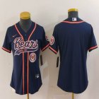 Women Nike Chicago Bears blank blue baseball jersey Joint name-BD 01