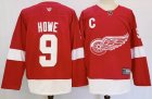 Detroit Red Wings #9 Gordon Howe red hockey jersey C patch-PD