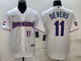 2023 World Cup Dominican Republic's #11 Will Devers white majestic baseball jerseys 09