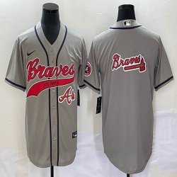 Nike Atlanta Braves blank gray majestic baseball MLB Jerseys Joint name -BD 03