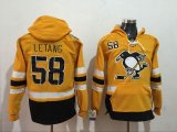 Pittsburgh Penguins #58 Kris Letang Yellow Hockey Hooded Sweatshirt