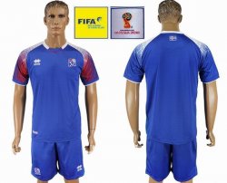 FIFA World Cup and Russia 2018 patch Iceland team blue soccer jersey home