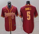 Washington Commanders #5 Jayden Daniels red baseball jersey Joint Name