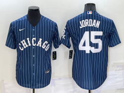 Nike Chicago White Sox #45 Michael Jordan blue throwback majestic Baseball Jersey -BD