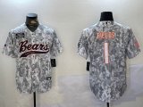 Chicago Bears 1# Justin Fields Nike Arctic Camo 2024 Salute to Service Limited Jerseys Joint name-BD