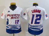 Women Puerto Rico Baseball Francisco Lindor White 2023 World Baseball Classic Replica Player Jersey 02