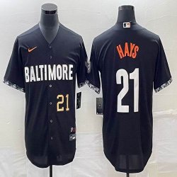 Baltimore Orioles #21 Austin Hays black majestic baseball jersey city version-BD 01