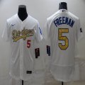 Los Angeles Dodgers #5 Freddie Freeman white gold Flexbase Authentic Collection Jersey