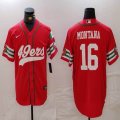 Nike San Francisco 49ers #16 Joe Montana red baseball jerseys Joint name-BD