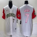 2023 World Cup Mexico #7 Julio Urias white red majestic baseball jerseys 80