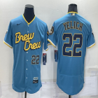 Nike Milwaukee Brewers #22 Christian Yelich skyblue Flexbase Authentic Collection Jersey city version