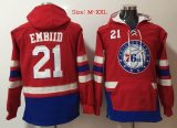 Philadelphia 76ers #21 Joel Embiid red Toronto Raptors #10 DeMar DeRozan red basketball Hooded Sweatshirt