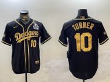 Nike Los Angeles Dodgers #10 Justin Turner black Fashion Majestic Baseball Jerseys 01